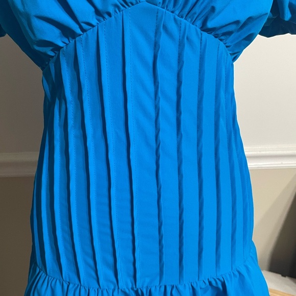 TCEC Blue Ruched Puff Sleeve Midi Dress, lined, size S - Picture 9 of 12